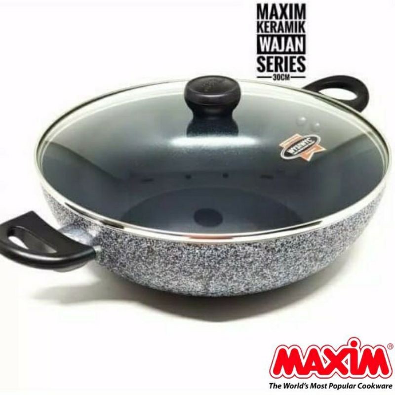Maspion Maxim Neostone Wok + Tutup Kaca 30cm Maspion Maxim Neostone Wok + Tutup Kaca 30cm