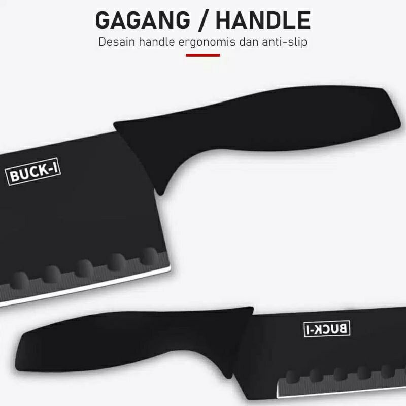 Pisau Set 3pcs + Peeler + Egg Mold (5pcs Knife Set Black Series) Pisau Set 3pcs + Peeler + Egg Mold (5pcs Knife Set Black Series)