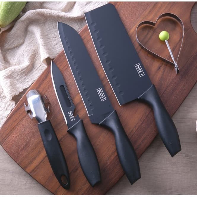 Pisau Set 3pcs + Peeler + Egg Mold (5pcs Knife Set Black Series) Pisau Set 3pcs + Peeler + Egg Mold (5pcs Knife Set Black Series)