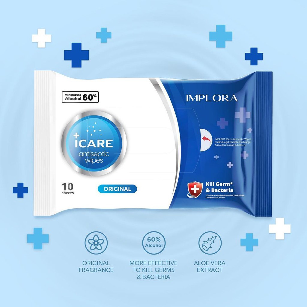 Implora Icare Antiseptic Wipes Tissue Basah 10s - Original