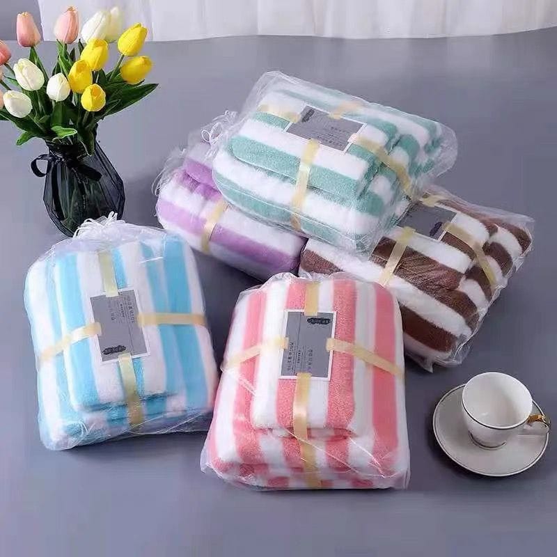 Handuk Set 2in1 Motif Garis (Handuk Mandi+Wajah) Handuk Set 2in1 Motif Garis (Handuk Mandi+Wajah)