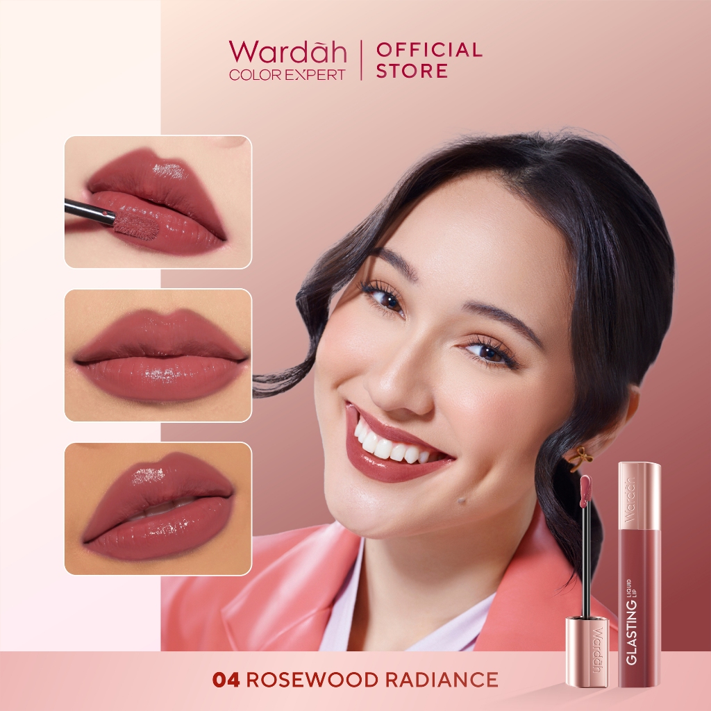 Wardah Glasting Liquid Lip 3.5gr (Lip Cream Transferproof) - 04 Rosewood Radiance