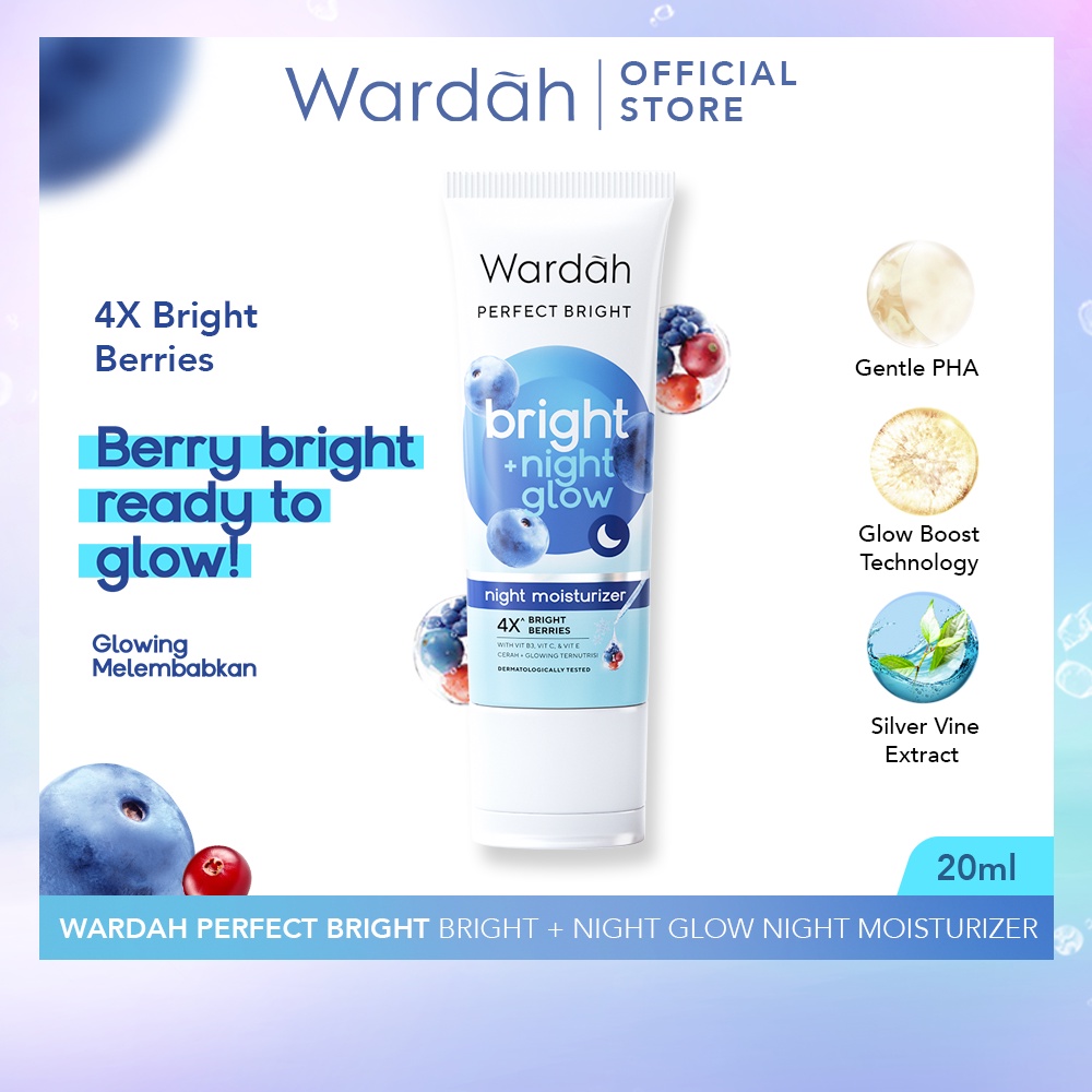 Wardah Perfect Bright Night Glow Night Moisturizer 20ml (Strip Biru)