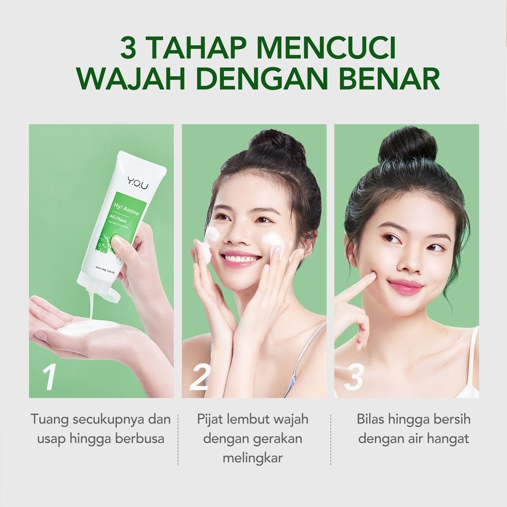 YOU Hy! Amino AC-Ttack Anti-Acne Facial Wash 50gr (Hijau) YOU Hy! Amino AC-Ttack Anti-Acne Facial Wash 50gr (Hijau)
