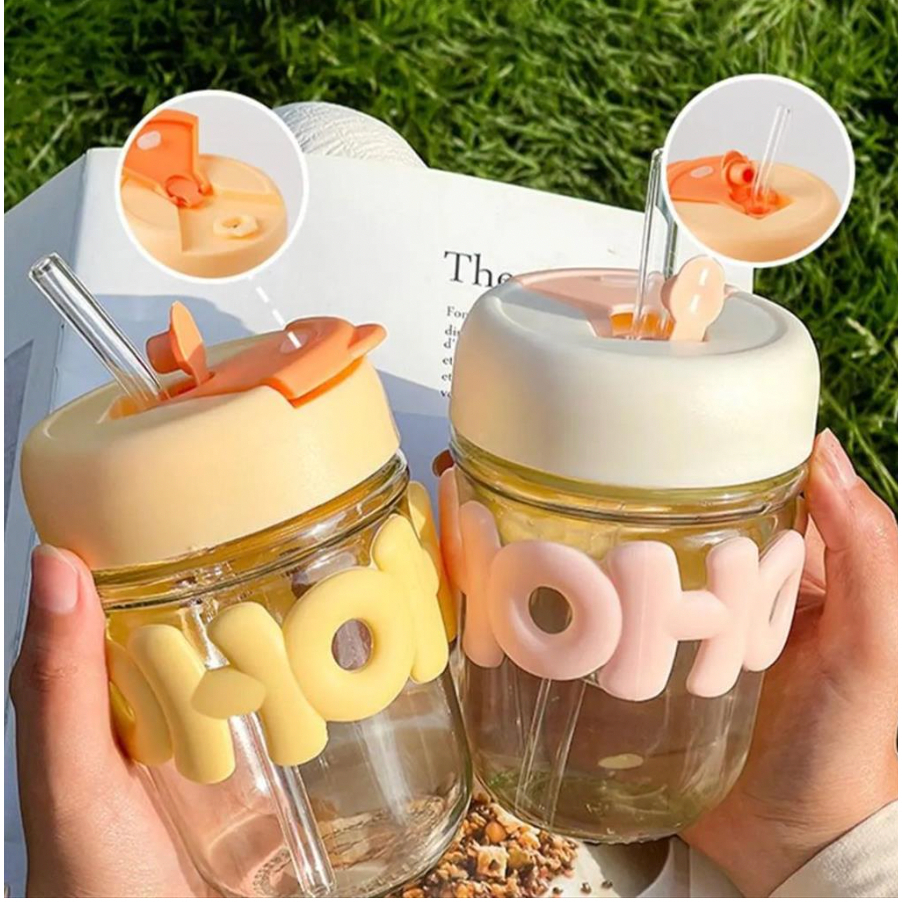 Tumblr Gelas Minum Kaca HOHO 350ml - Botol Minum Tumblr Gelas Minum Kaca HOHO 350ml - Botol Minum
