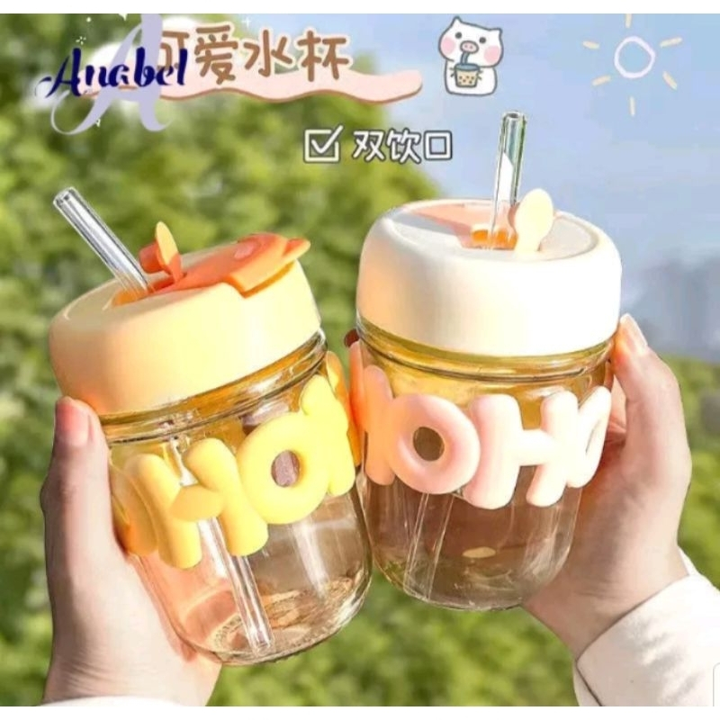 Tumblr Gelas Minum Kaca HOHO 350ml - Botol Minum Tumblr Gelas Minum Kaca HOHO 350ml - Botol Minum