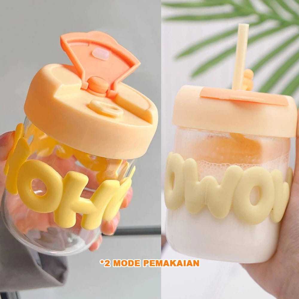 Tumblr Gelas Minum Kaca HOHO 350ml - Botol Minum Tumblr Gelas Minum Kaca HOHO 350ml - Botol Minum