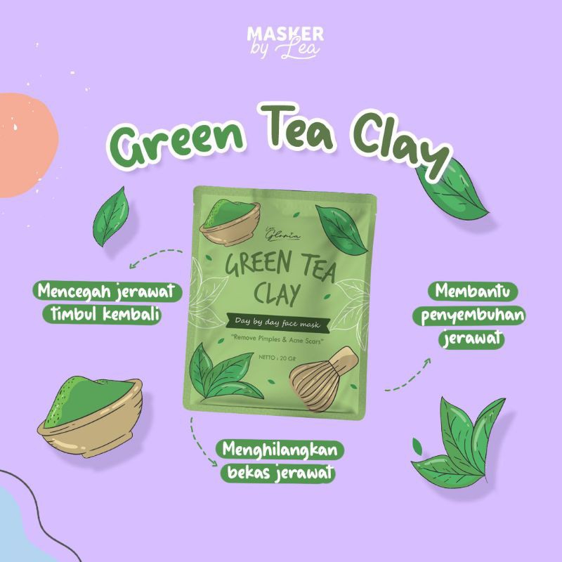 LEA Gloria Masker Bubuk 20gr GREENTEA CLAY