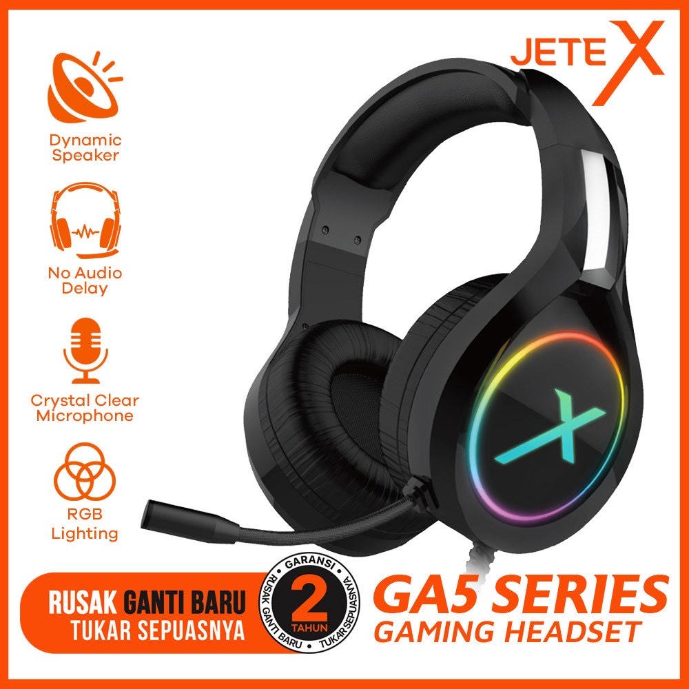 JETE Headphone Gaming GA5 (RGB Light Colors) with Audio Controller