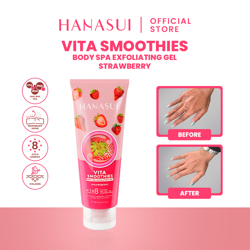 Hanasui Vita Smoothies Body Spa Exfoliating Gel 180ml - Strawberry
