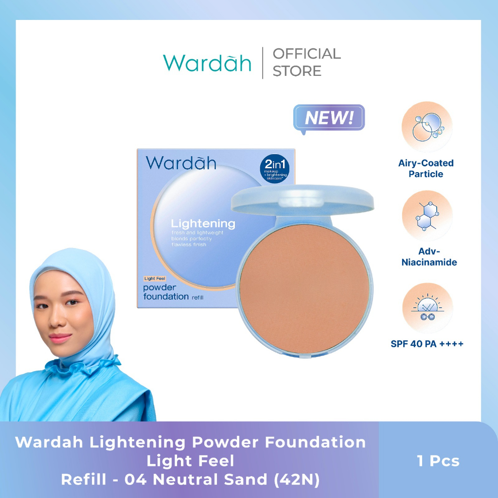 Wardah Lightening Powder Foundation Light Feel 12gr REFILL 04 Neutral Sand (42N)