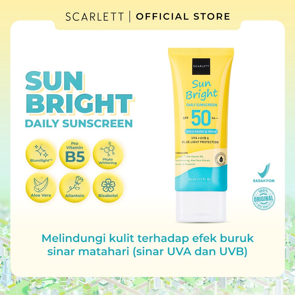 SCARLETT Whitening Sunscreen Sun Bright Daily SPF 50 PA+++ 50ml
