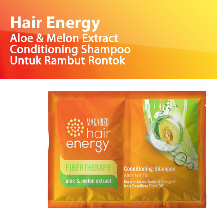 Makarizo Hair Energy Conditioning Shampoo Fibertherapy 9ml Sachet - Aloe & Melon (Hijau)