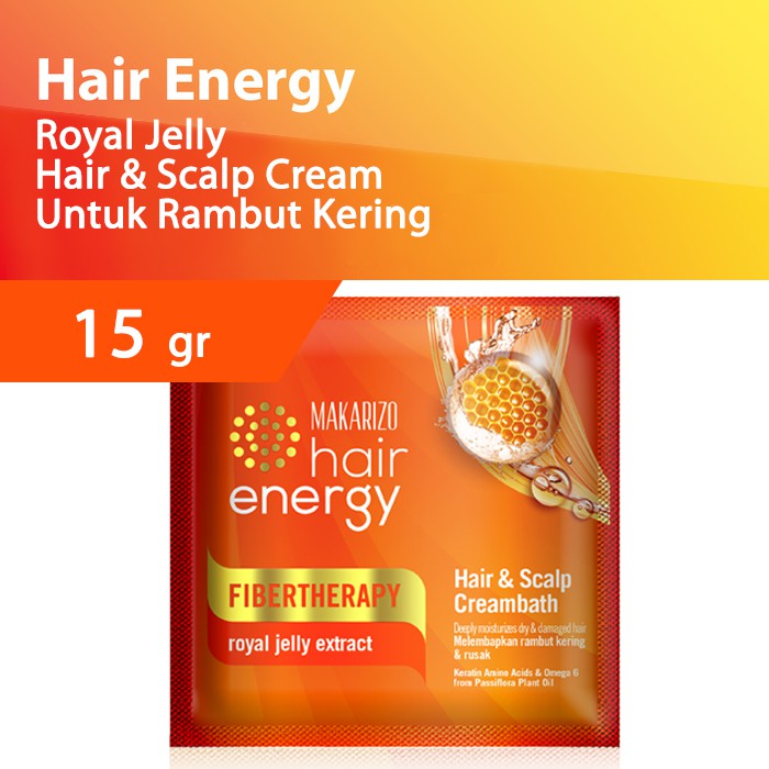 Makarizo Hair Energy Fiber Hair & Scalp Creambath 15gr - Royal Jelly (Orange)
