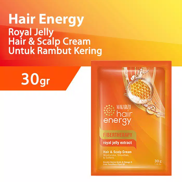 Makarizo Hair Energy Fiber Hair & Scalp Creambath 30gr - Royal Jelly (Orange)