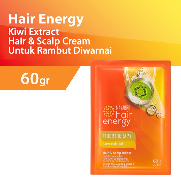 Makarizo Hair Energy Fiber Hair & Scalp Creambath 60gr - Kiwi (Kuning)