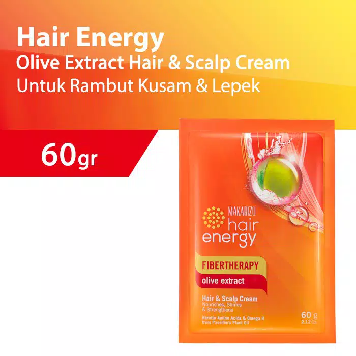 Makarizo Hair Energy Fiber Hair & Scalp Creambath 60gr - Olive (Merah)