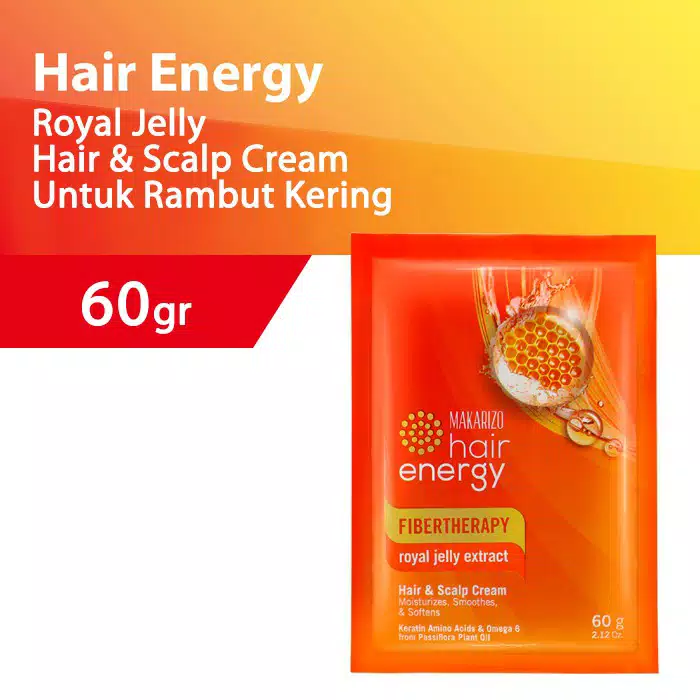 Makarizo Hair Energy Fiber Hair & Scalp Creambath 60gr - Royal Jelly (Orange)