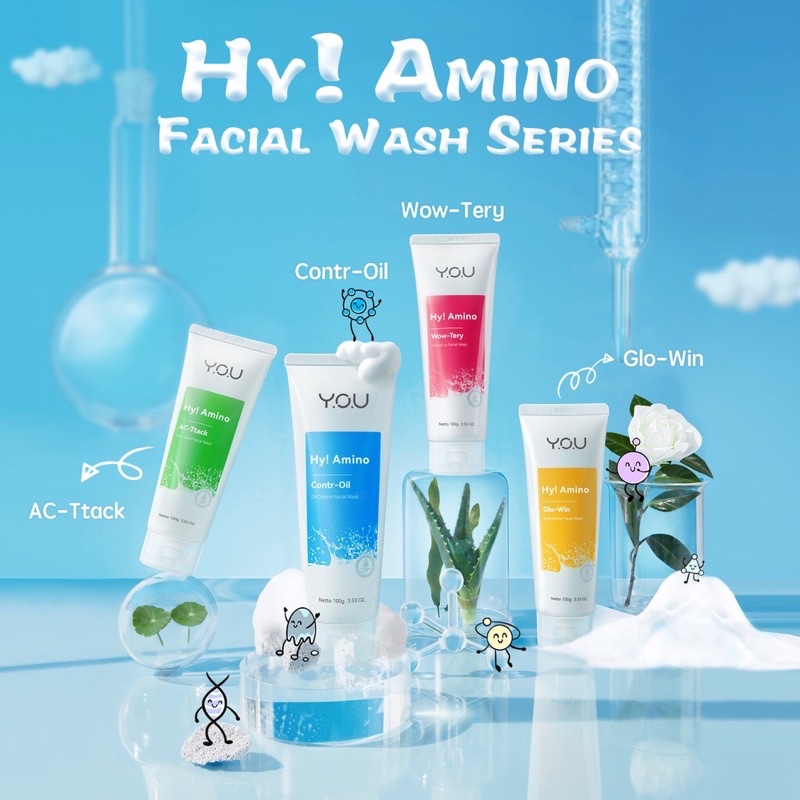 YOU Hy! Amino Contr-Oil Oil Control Facial Wash 50gr (Biru) YOU Hy! Amino Contr-Oil Oil Control Facial Wash 50gr (Biru)