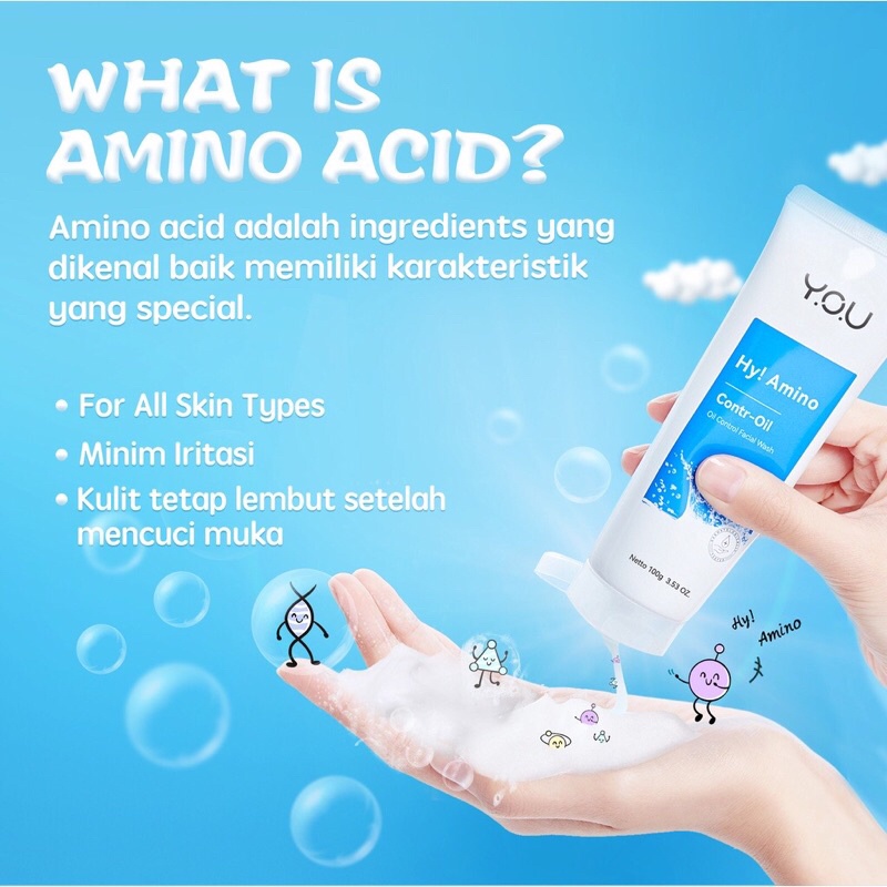YOU Hy! Amino Contr-Oil Oil Control Facial Wash 50gr (Biru) YOU Hy! Amino Contr-Oil Oil Control Facial Wash 50gr (Biru)