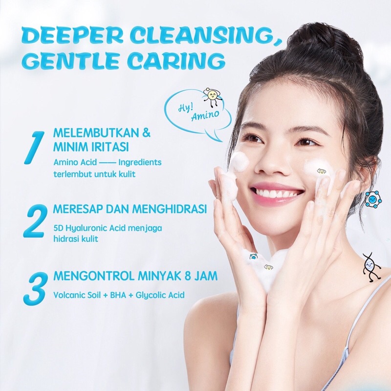 YOU Hy! Amino Contr-Oil Oil Control Facial Wash 50gr (Biru) YOU Hy! Amino Contr-Oil Oil Control Facial Wash 50gr (Biru)