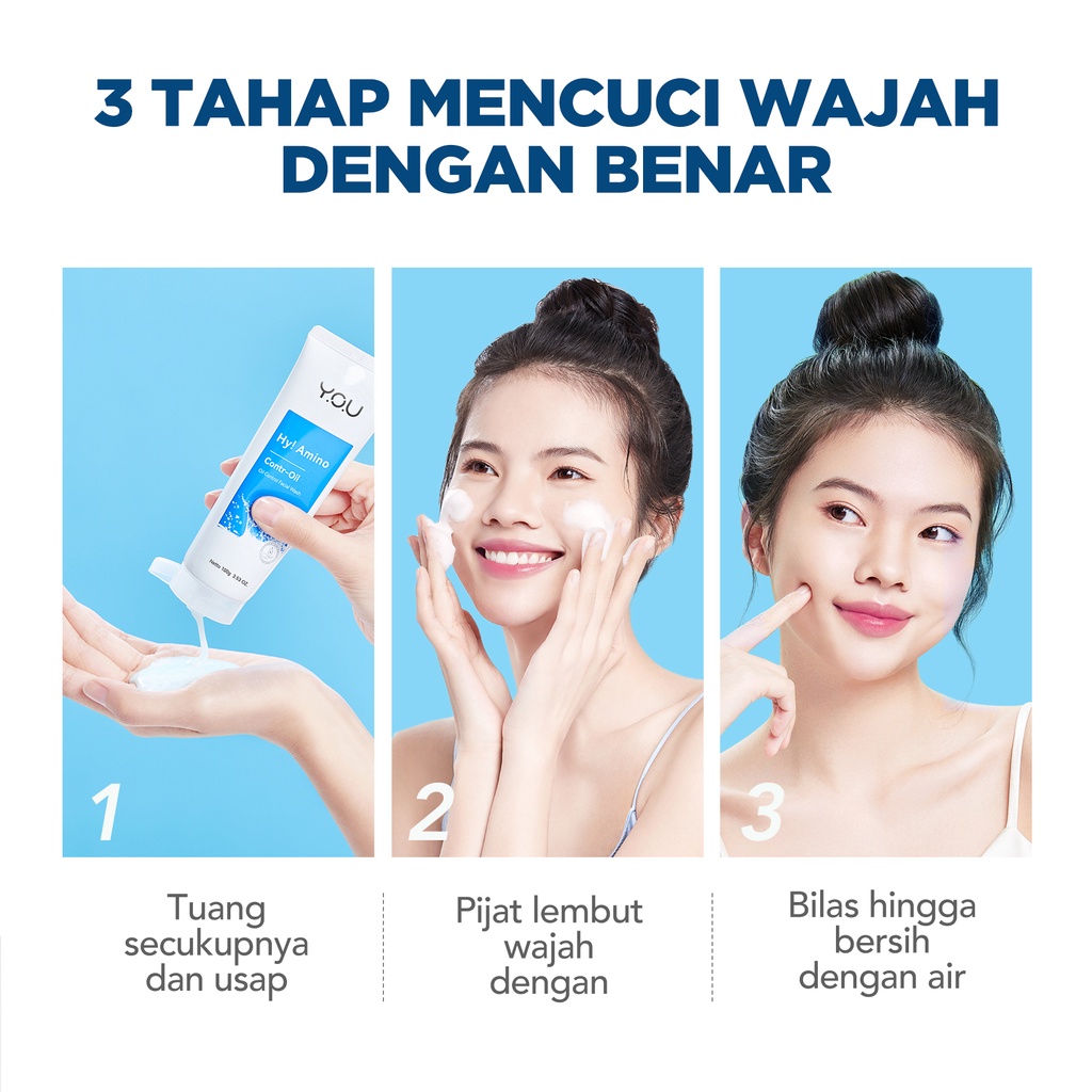 YOU Hy! Amino Contr-Oil Oil Control Facial Wash 50gr (Biru) YOU Hy! Amino Contr-Oil Oil Control Facial Wash 50gr (Biru)