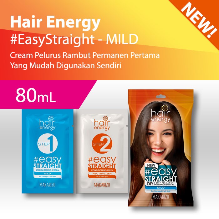 Makarizo Hair Energy Easy Straight DIY2 - Step Kit 80ml Mild Biru