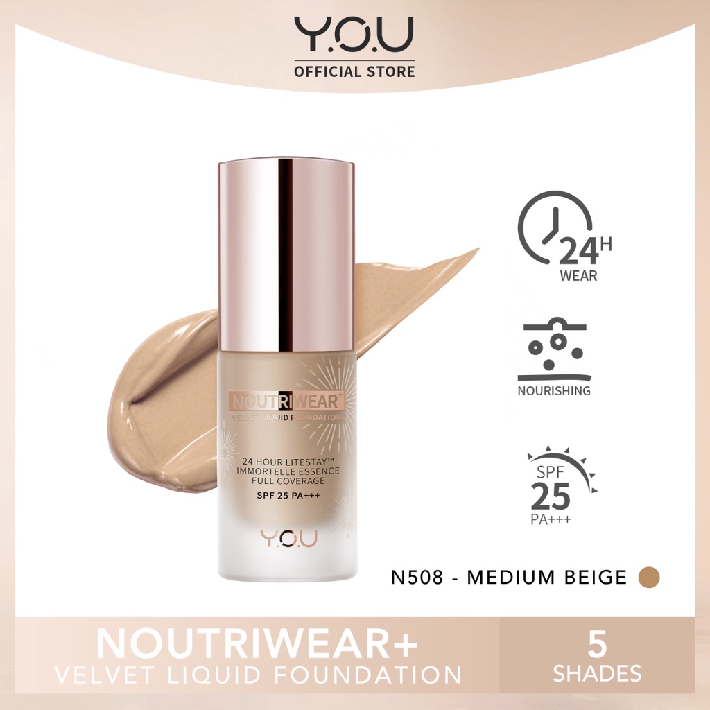 YOU Noutriwear+ Velvet Liquid Foundation N508 Medium Beige YOU Noutriwear+ Velvet Liquid Foundation N508 Medium Beige