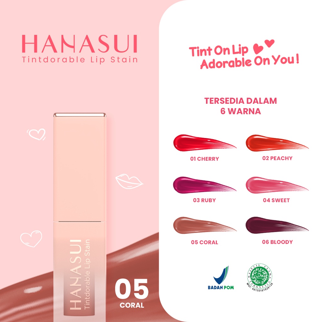 HANASUI Tintdorable Lip Stain - 05 Stain Coral (Lip Tint)