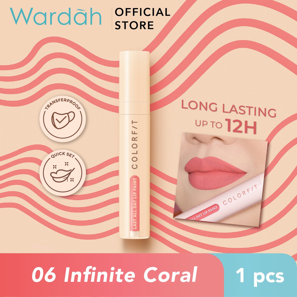 Wardah Colorfit Last All Day Lip Paint 06 Infinite Coral 4.2 g