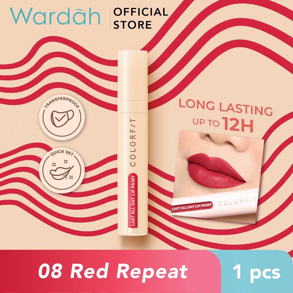 Wardah Colorfit Last All Day Lip Paint 08 Red Repeat 4.2 g
