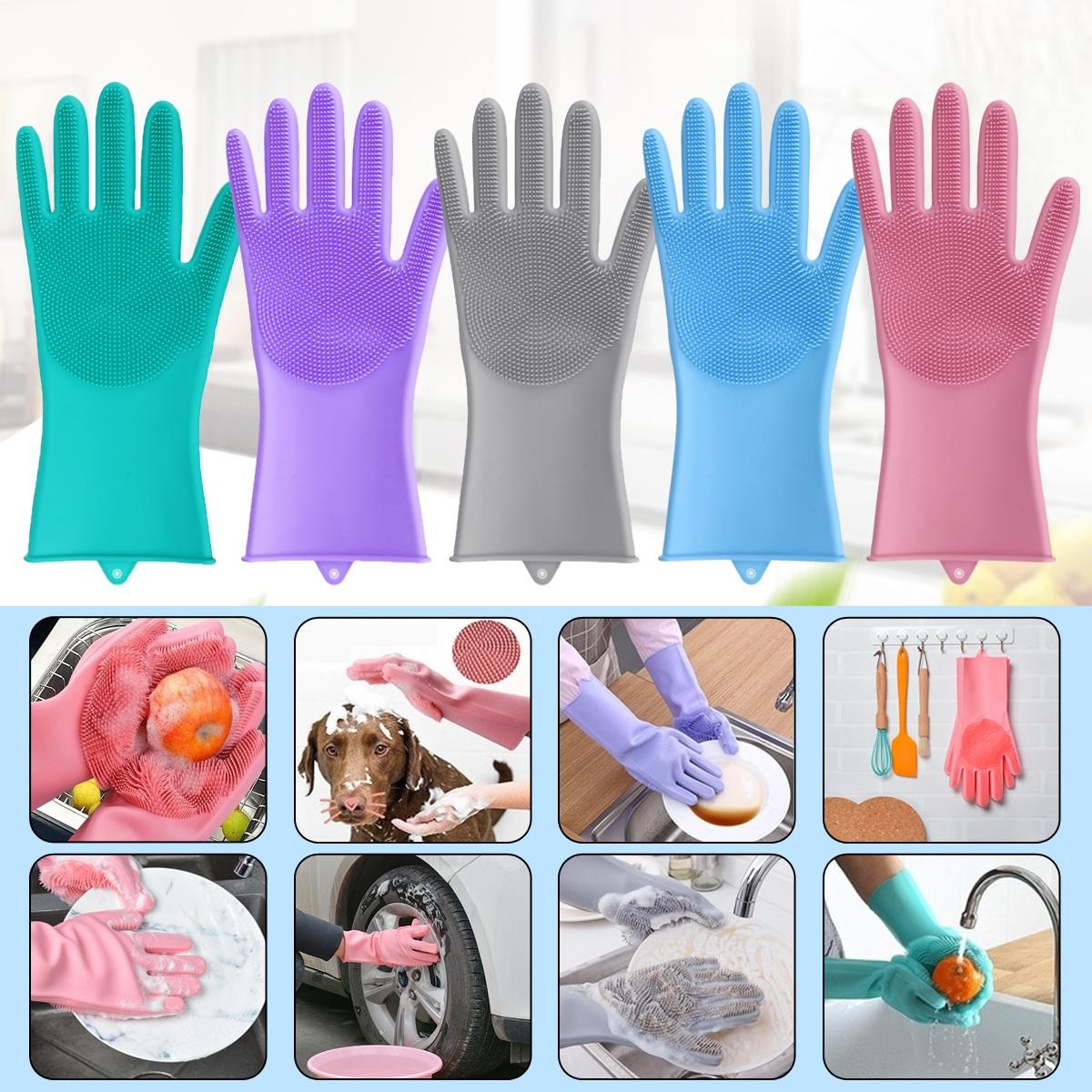 (Sepasang) Sarung Tangan Silicone + Sikat Cuci Piring (Sepasang) Sarung Tangan Silicone + Sikat Cuci Piring