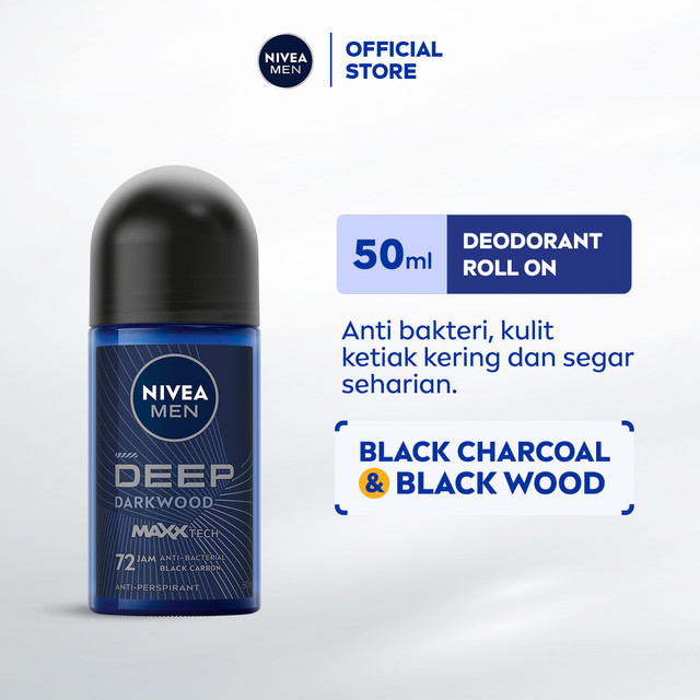 Nivea MEN Deodorant Roll On 50ml - Deep Darkwood Segar & Kering