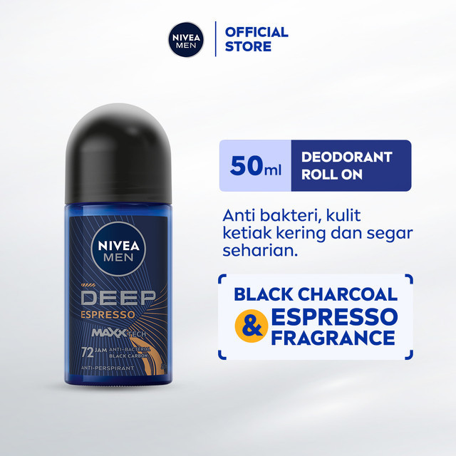 Nivea MEN Deodorant Roll On 50ml - Deep Black Charcoal Espresso