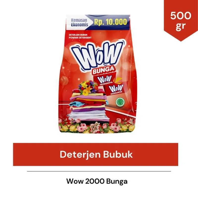 WOW 2000 Detergent Bubuk 500gr - Sejuta Bunga (Red)