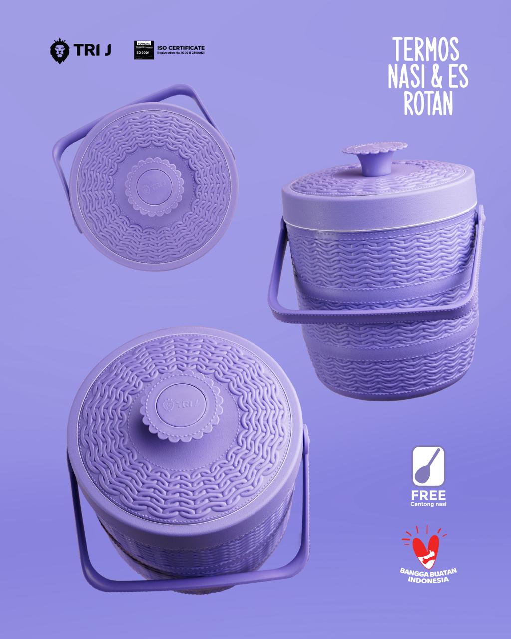 TRI J - Mini Rice Bucket Motif Rotan (Termos Nasi & Es) 1,5L (Kode 6.5) TRI J - Mini Rice Bucket Motif Rotan (Termos Nasi & Es) 1,5L (Kode 6.5)