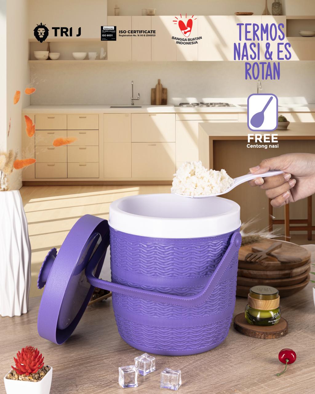 TRI J - Mini Rice Bucket Motif Rotan (Termos Nasi & Es) 1,5L (Kode 6.5) TRI J - Mini Rice Bucket Motif Rotan (Termos Nasi & Es) 1,5L (Kode 6.5)