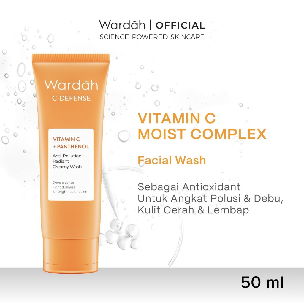 Wardah C-Defense Vitamin C + Panthenol Anti-Pollution Radiant Creamy Wash 50ml