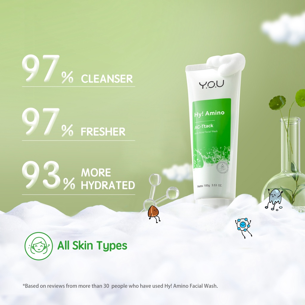 YOU Hy! Amino AC-Ttack Anti-Acne Facial Wash 100gr (Hijau) YOU Hy! Amino AC-Ttack Anti-Acne Facial Wash 100gr (Hijau)