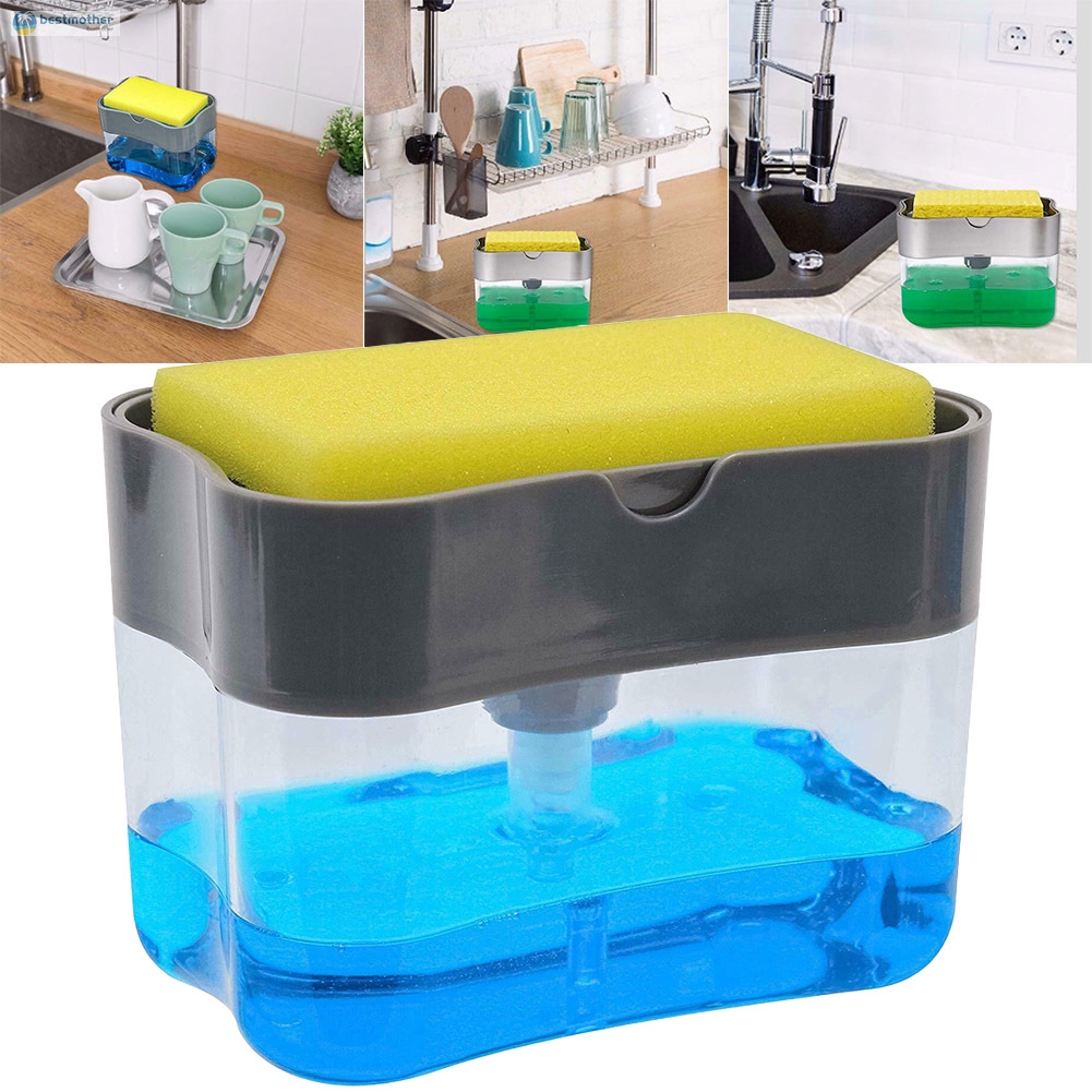 Dispenser Sabun Cuci Piring Kotak + Holder + Spons Dispenser Sabun Cuci Piring Kotak + Holder + Spons