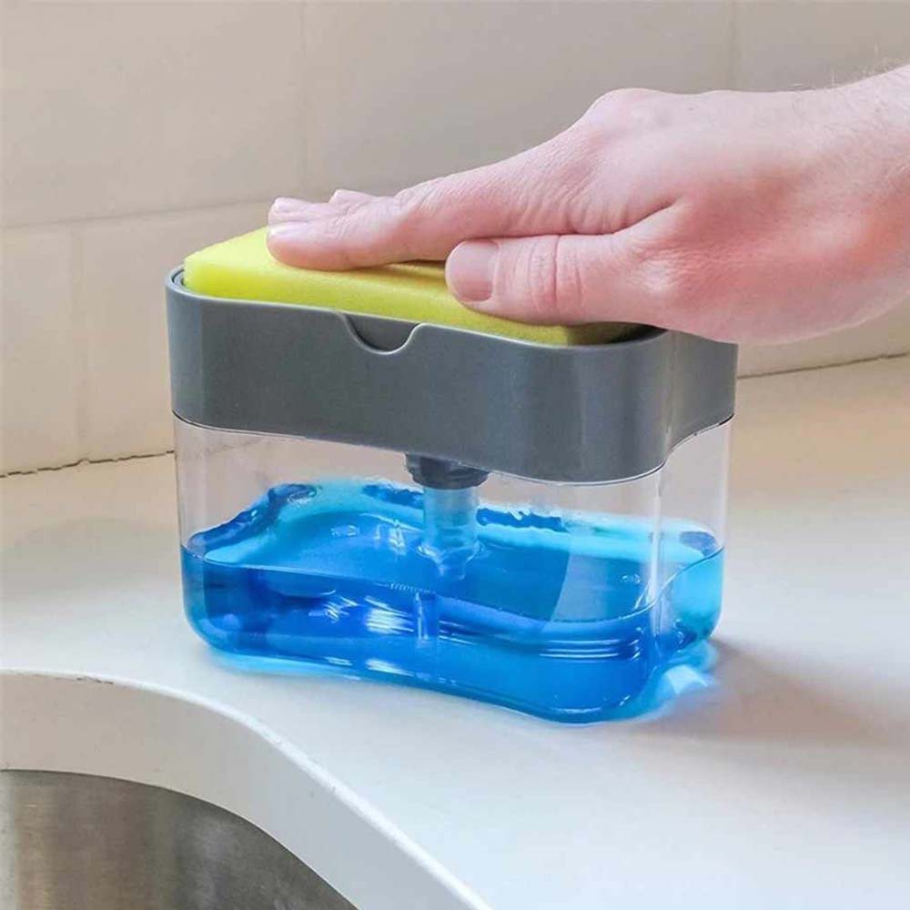 Dispenser Sabun Cuci Piring Kotak + Holder + Spons Dispenser Sabun Cuci Piring Kotak + Holder + Spons