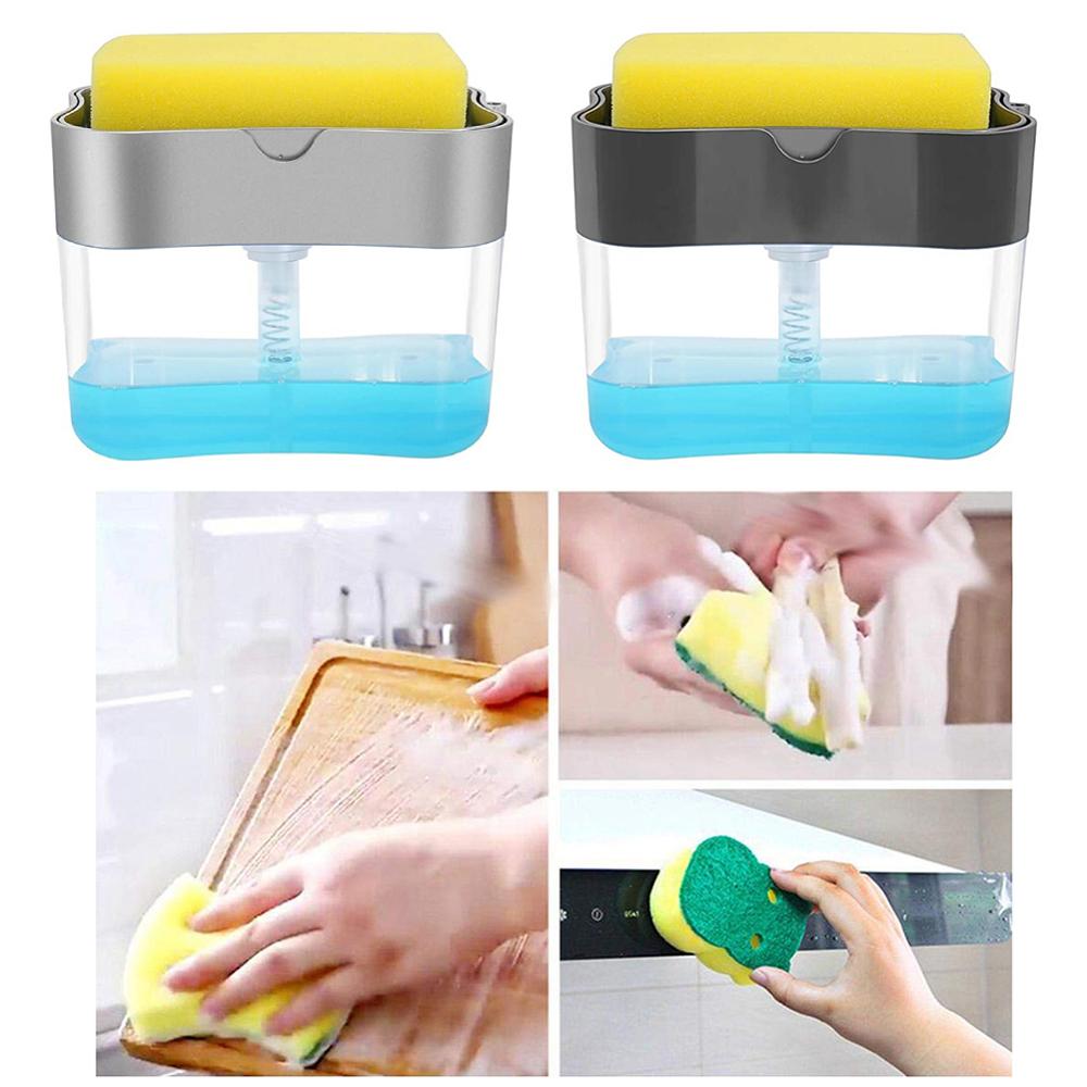 Dispenser Sabun Cuci Piring Kotak + Holder + Spons Dispenser Sabun Cuci Piring Kotak + Holder + Spons