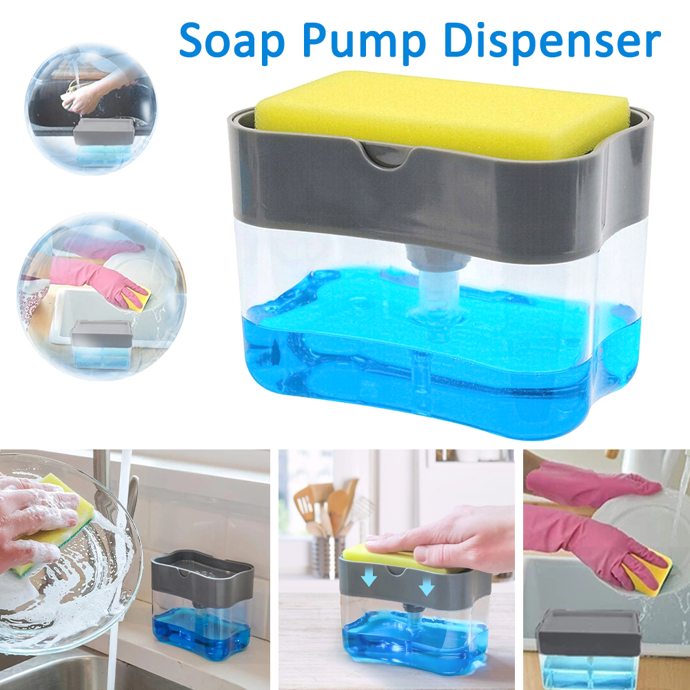 Dispenser Sabun Cuci Piring Kotak + Holder + Spons Dispenser Sabun Cuci Piring Kotak + Holder + Spons