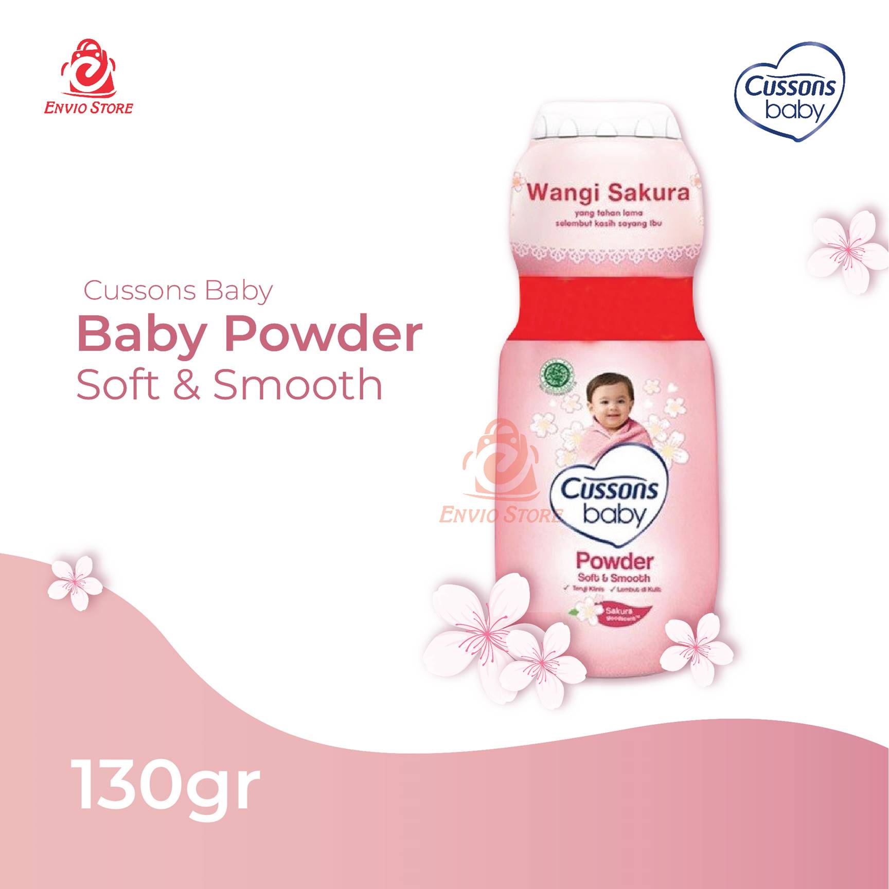 Cussons Baby Bedak Powder 130gr (100+30) - Pink Soft & Smooth