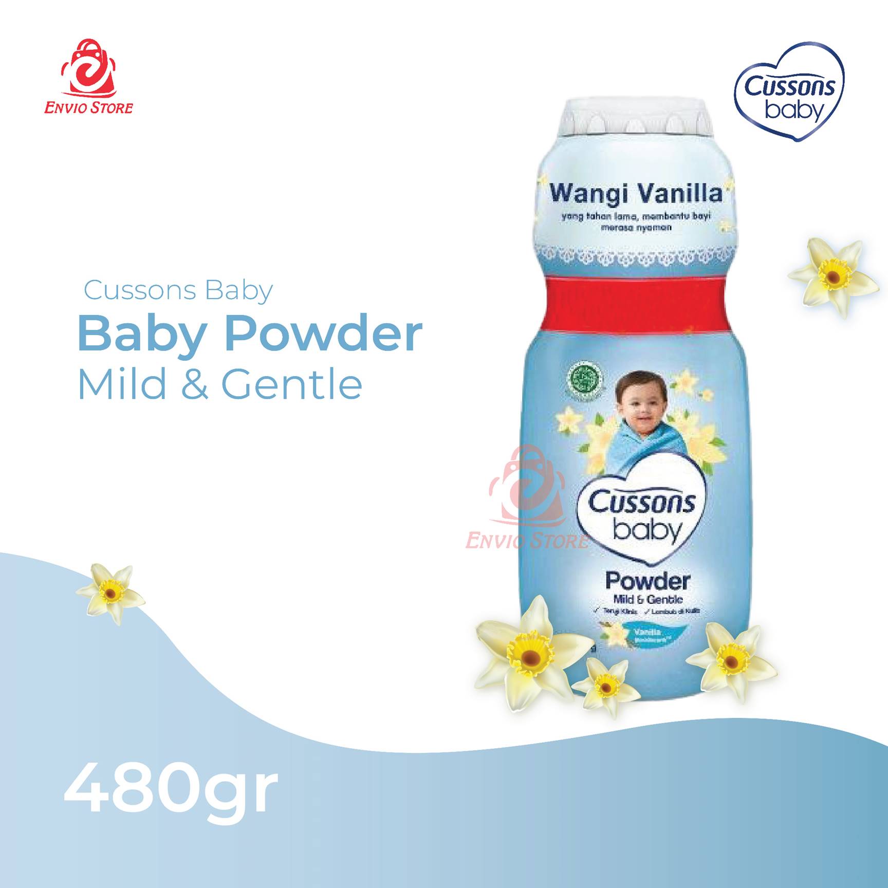 Cussons Baby Bedak Powder 450gr (350+100) - Biru Mild & Gentle