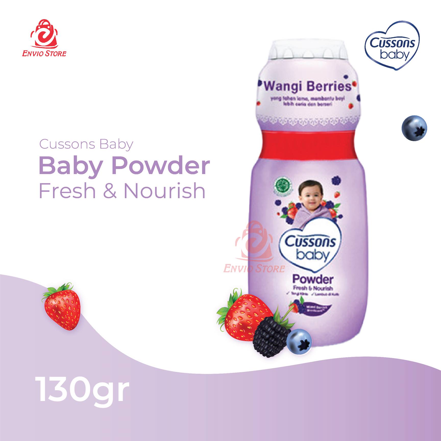Cussons Baby Bedak Powder 130gr (100+30) - Ungu Fresh & Nourish