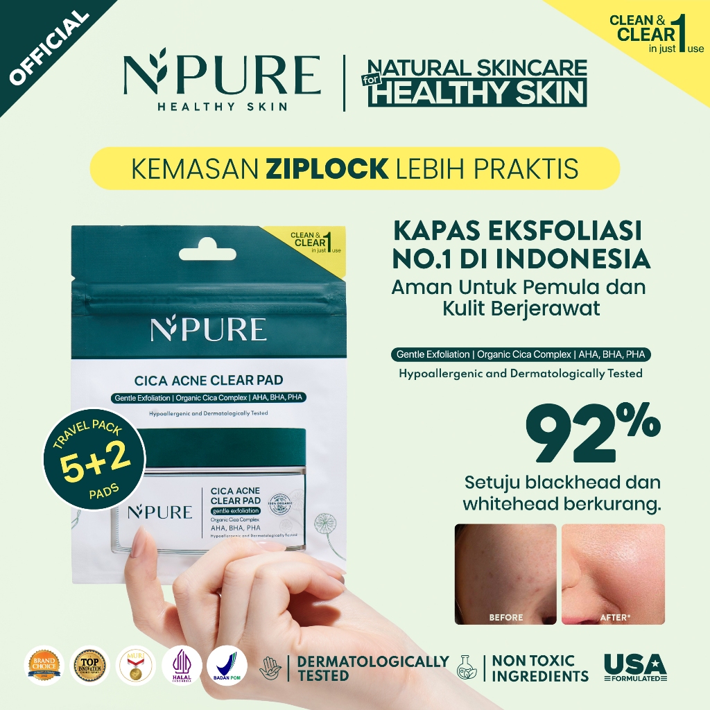 Npure Cica Clear Pads Sachet Ziplock 5+2pads