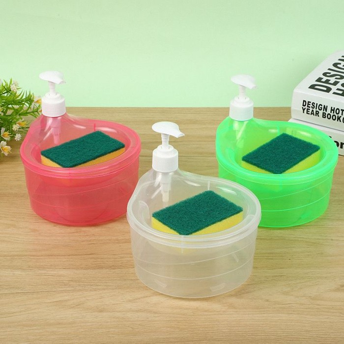 Dispenser Sabun Cuci Piring Bulat + Spons Dispenser Sabun Cuci Piring Bulat + Spons
