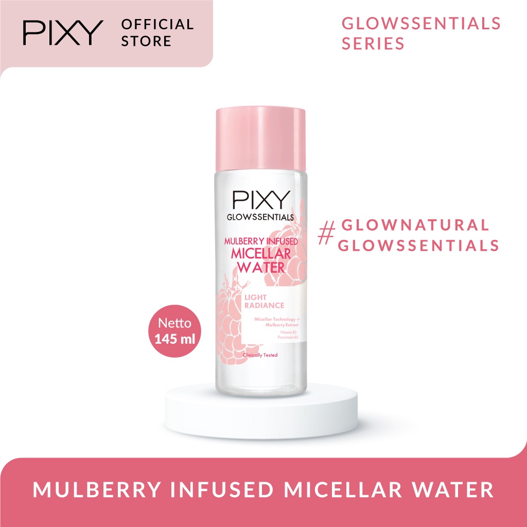 Pixy Glowssentials Mulberry Infused Micellar Water 145ml (Pink - Light Radiant)