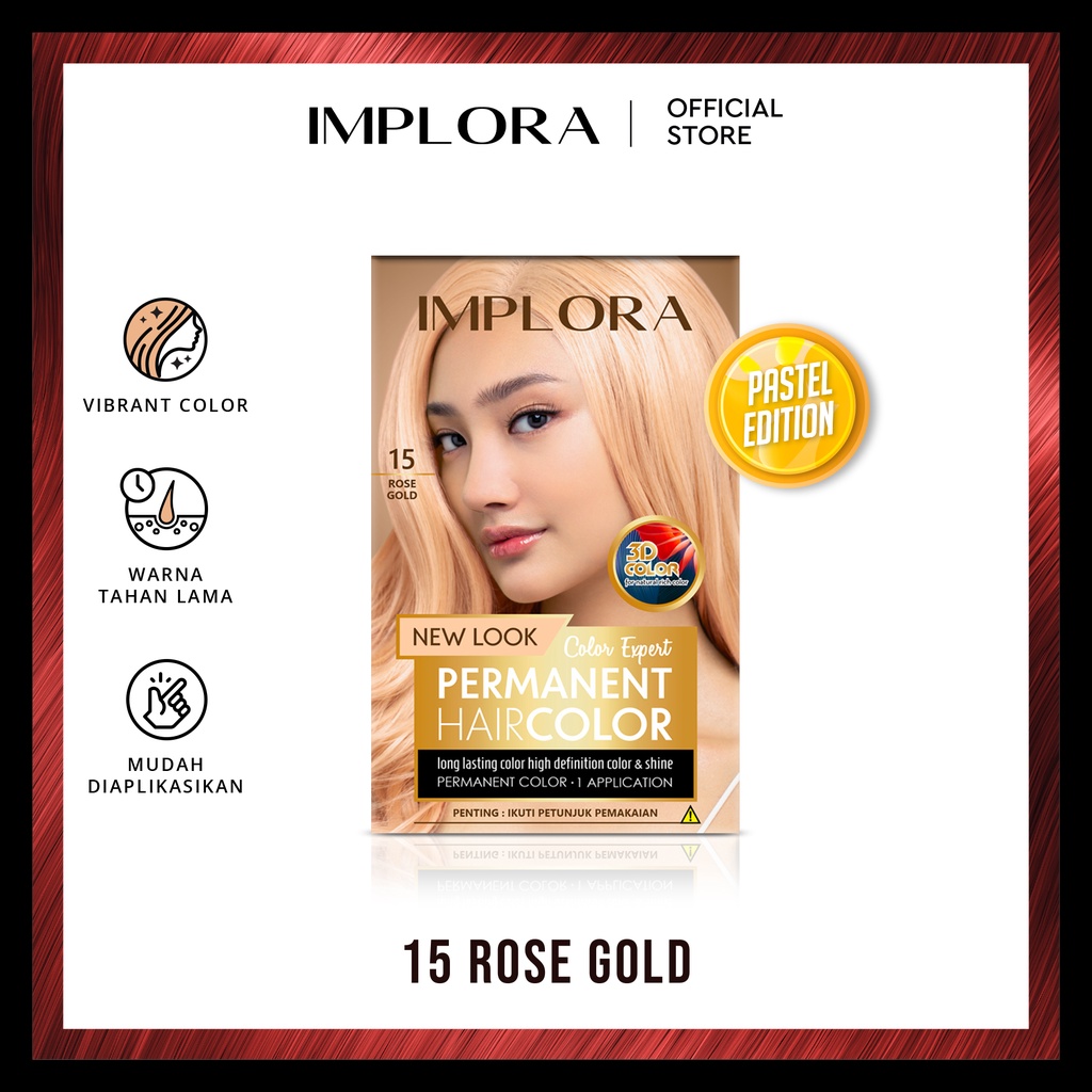 Implora Permanent Hair Color 15 ROSE GOLD (Semir Rambut)